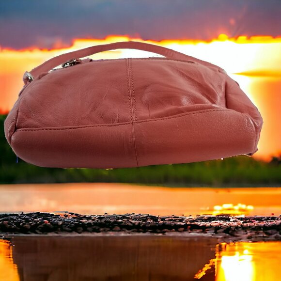 Stone Mountain Pink Leather Crossbody Purse Shoulder Bag 11094 - Picture 5 of 7